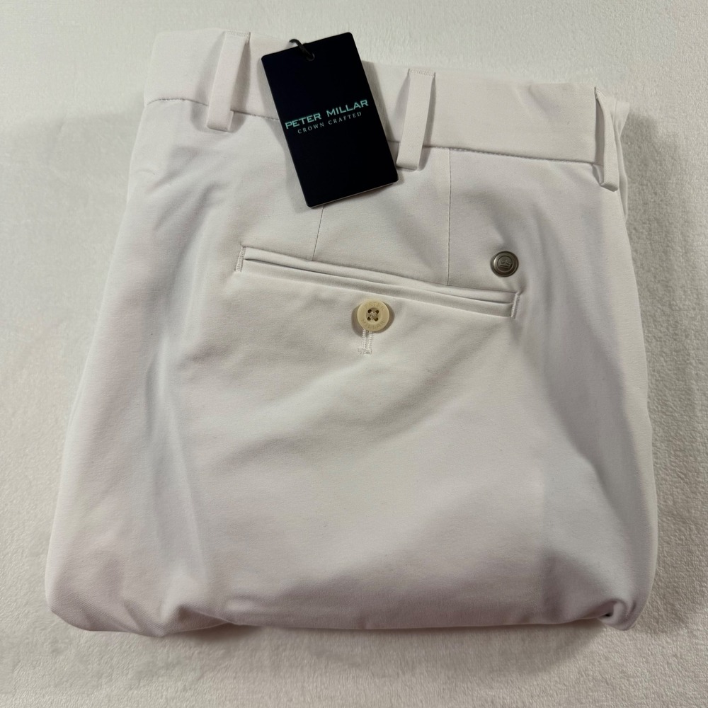 Peter Millar Crown Crafted Pants Mens 34 White Golf Luxury Performance NWT